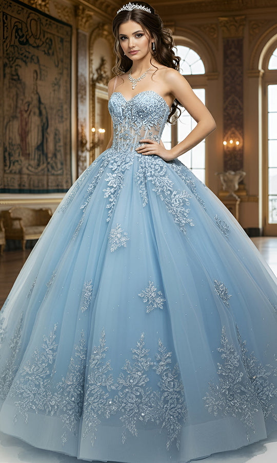 Jovani Q49712 - Sweetheart Strapless Ballgown with Embroidery