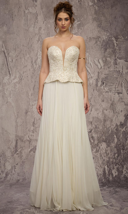 MNM COUTURE Q7715 - Plunging Sweetheart Pleated A-Line Gown