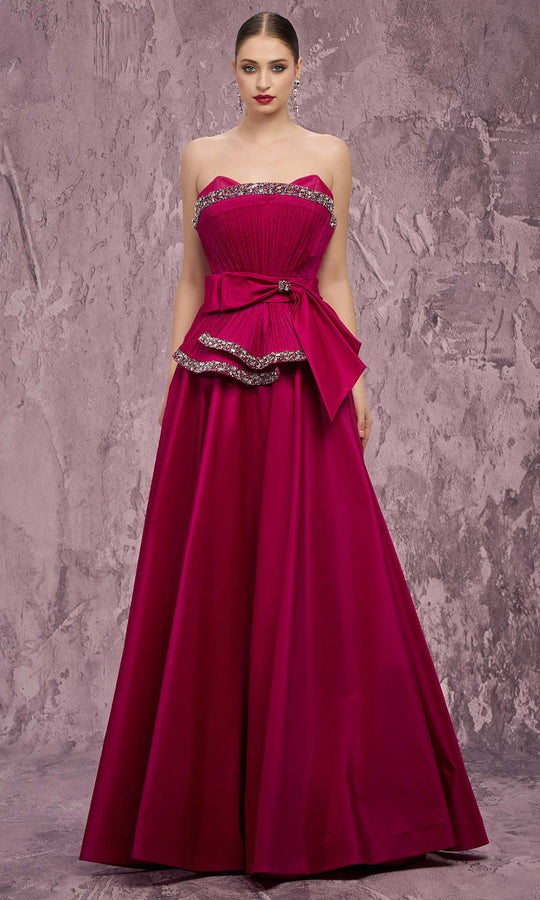 MNM COUTURE Q8017 - Fanned Panel Embellished A-Line Gown