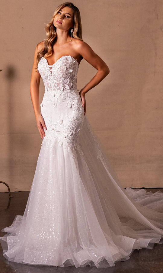 Rachel Allan RB2216 - Strapless Floral Embroidered Mermaid Gown