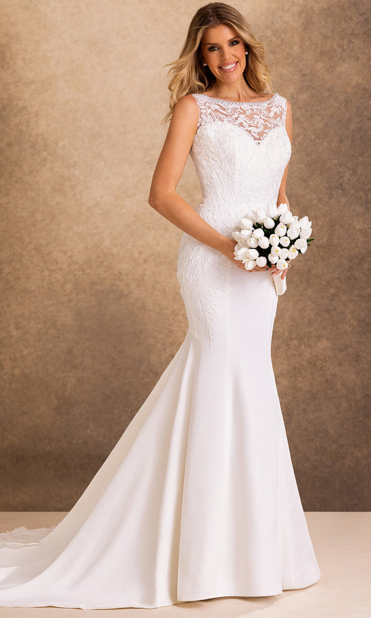 Rachel Allan Bridal RB2252 - Embroidered Bateau Neck Mermaid Gown