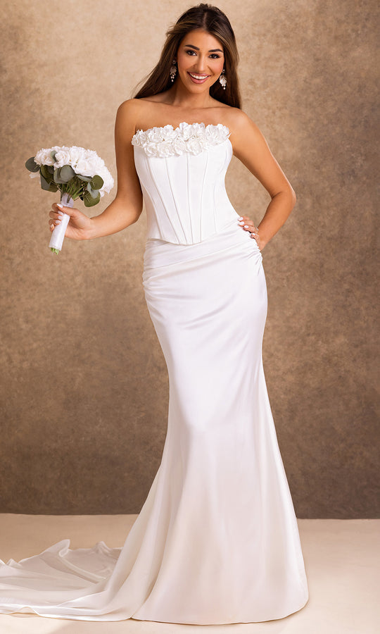 Rachel Allan Bridal RB2254 - Floral Neckline Basque Sheath Gown