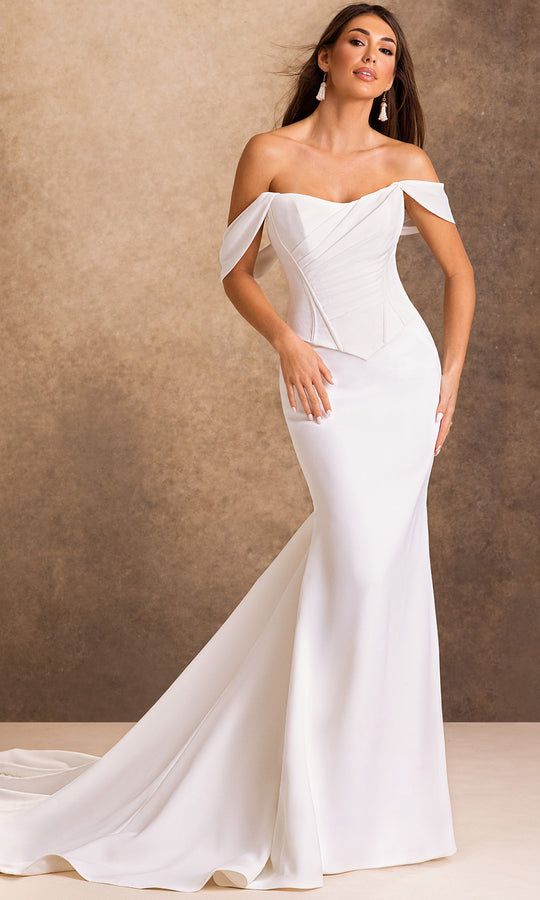 Rachel Allan Bridal RB2257 - Scoop Neck Trumpet Gown with Lace Sleeves