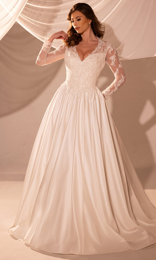 Rachel Allan RB4215 - Illusion Sleeve Embroidered Wedding Gown