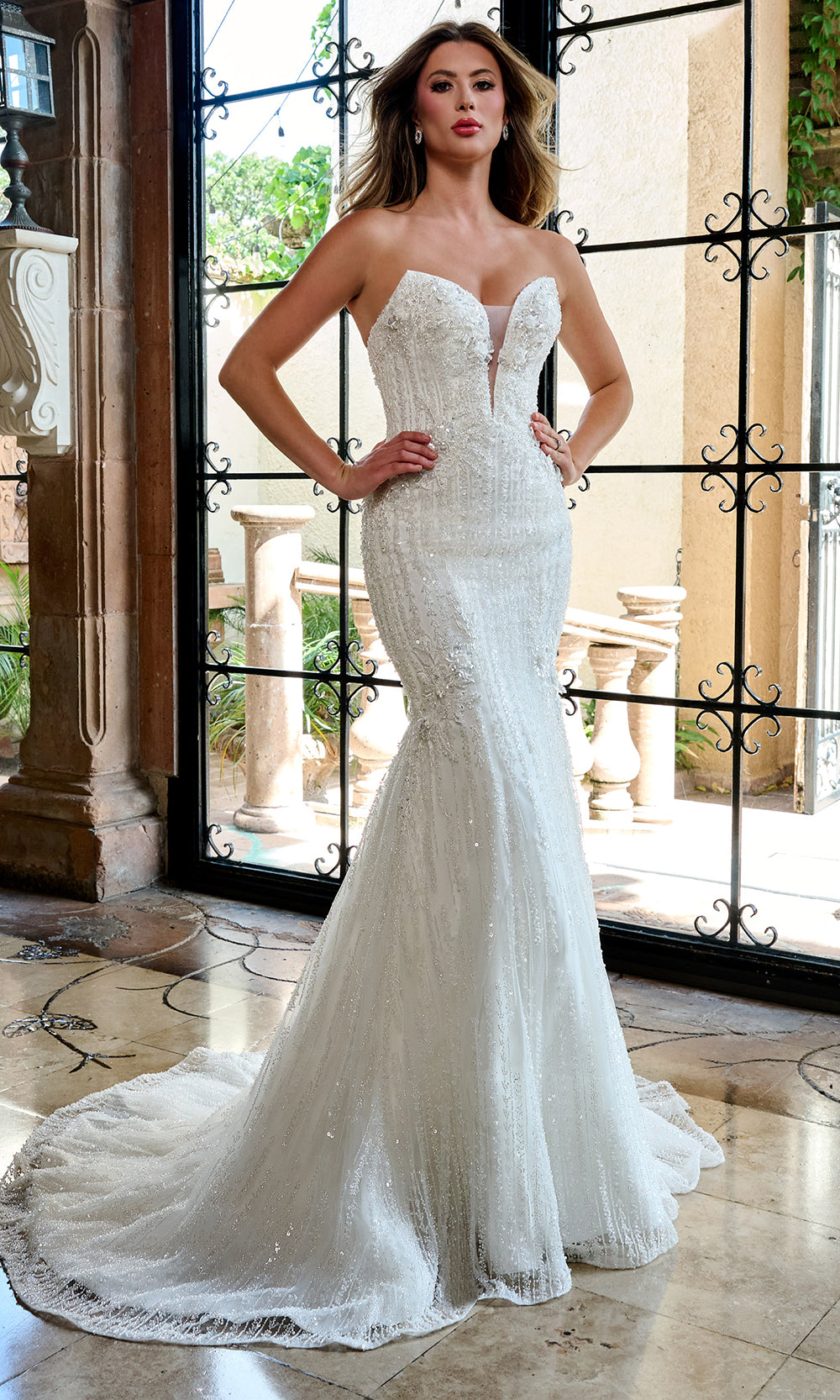 Rachel Allan Bridal RB5093 Long Tulle Mermaid Dress All-Over