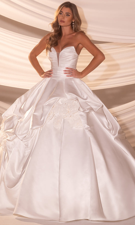 Rachel Allan RB5100 - Plunging Sweetheart Ballgown with 3D Flower