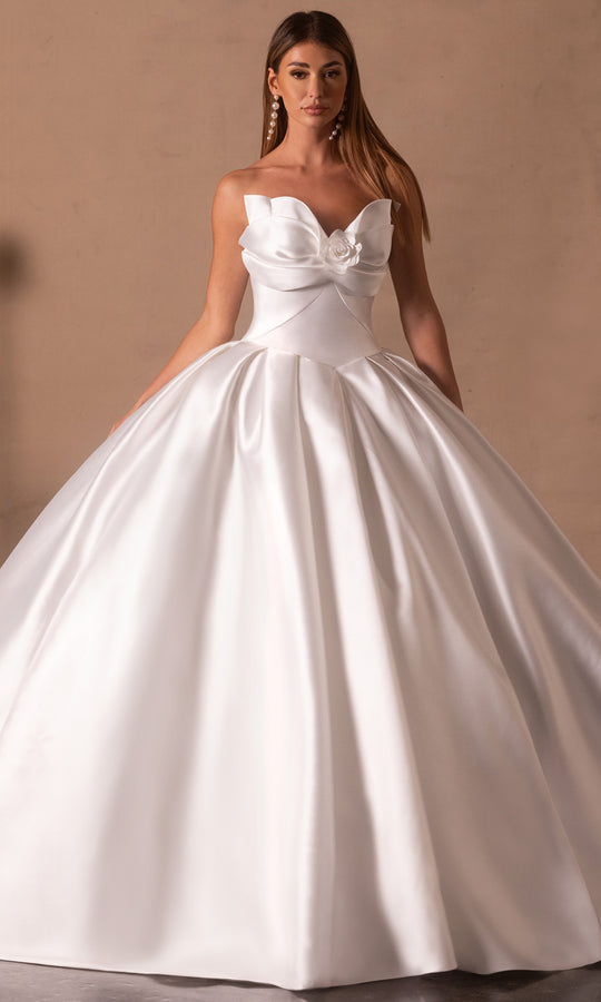 Rachel Allan RB6175 - Mikado Pleated Ballgown with Rosette Detail