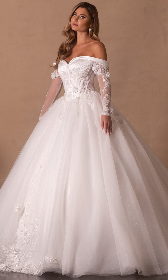 Rachel Allan RB6180 - Embroidered Ballgown with Sheer Sleeves