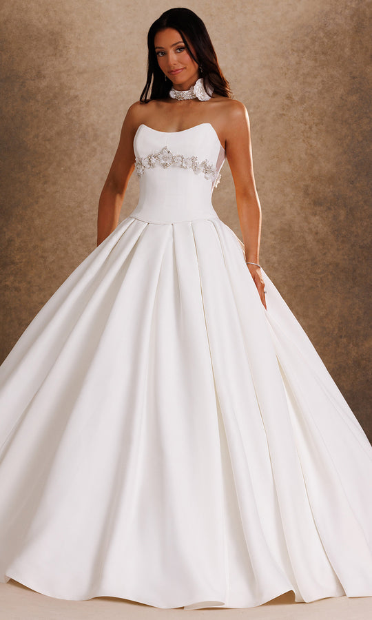 Rachel Allan Bridal RB6208 - Strapless Satin Pleated Ballgown