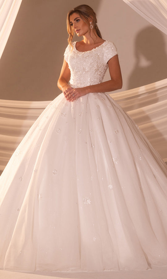 Rachel Allan RB7010 - Scoop Neck Floral Embroidered Ballgown