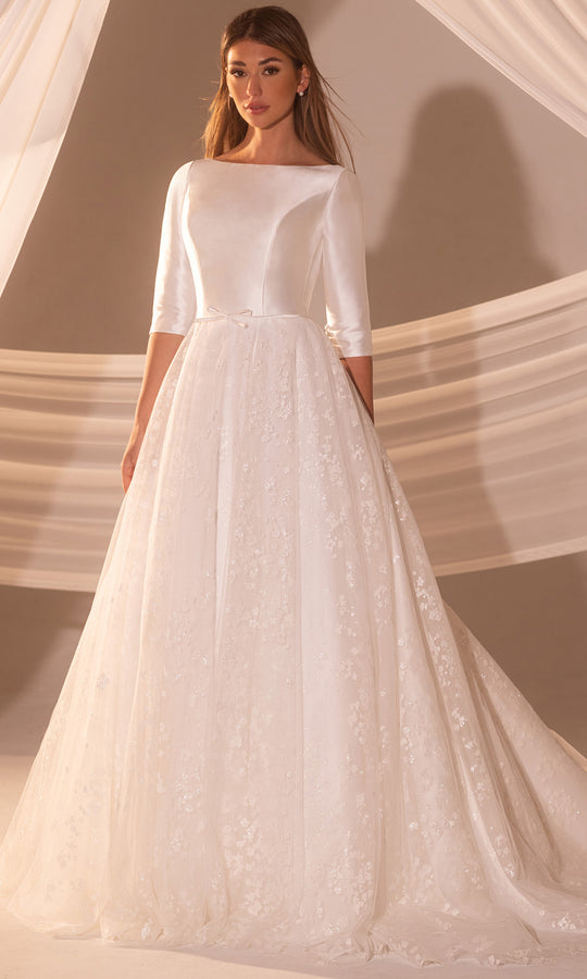 Rachel Allan RB7013 - Quarter Sleeves Bateau Ballgown