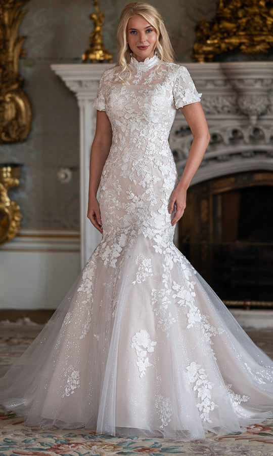 Rachel Allan RB7023 - Lace Short Sleeve Mermaid Bridal Gown