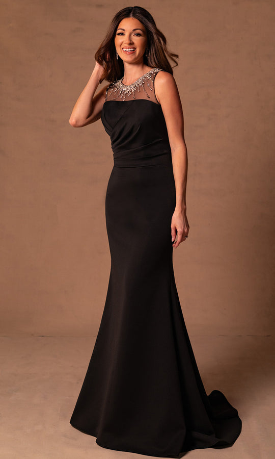 Rachel Allan RB8189 - Beaded Illusion Neckline Sheath Gown