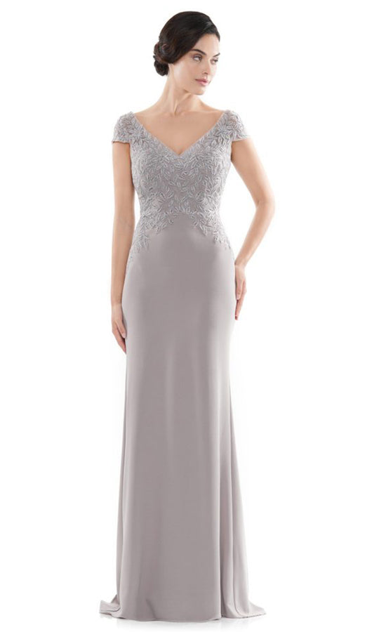 Rina di Montella RD2718-1 - Embroidered Applique Cap Sleeve Long Dress