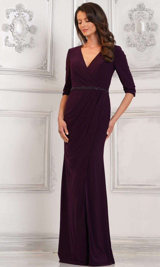 Rina di Montella RD3109-1 - Three-Quarter Sleeve Beaded Waist Dress
