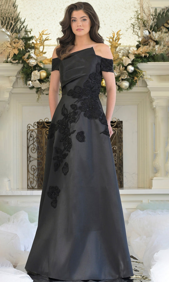 Rina di Montella RD3344-1 - Asymmetrical Embroidered A-line Gown