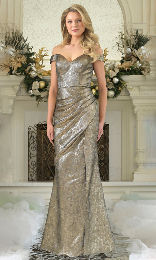 Rina di Montella RD3364-1 - Jacquard Sweetheart Slit Formal Gown