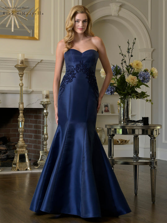 Rina di Montella RD3420 - Strapless Mermaid Gown with Appliques