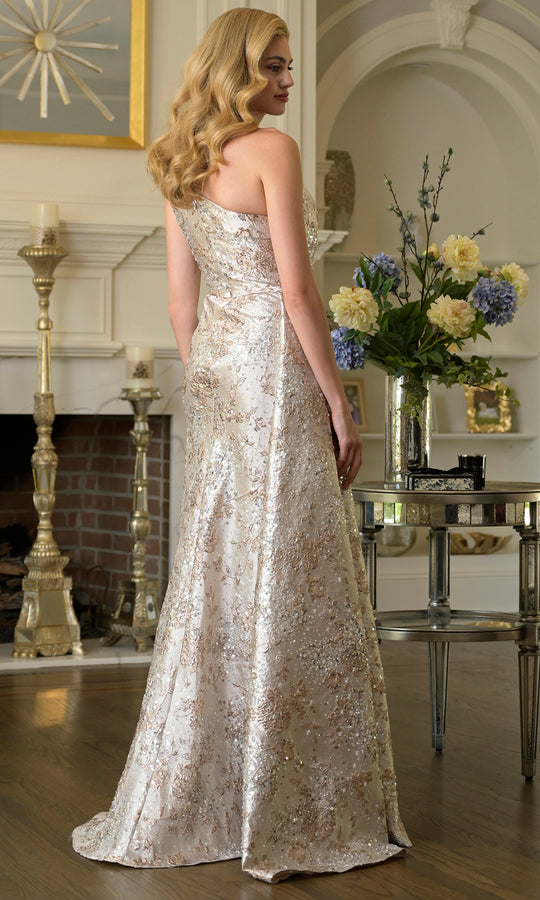 Rina di Montella RD3424 - One Shoulder Sheath Gown with Rosette