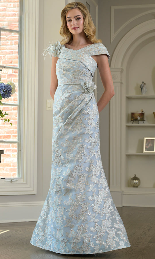 Rina di Montella RD3428 - Jacquard Mermaid Dress with 3D Floral Detail