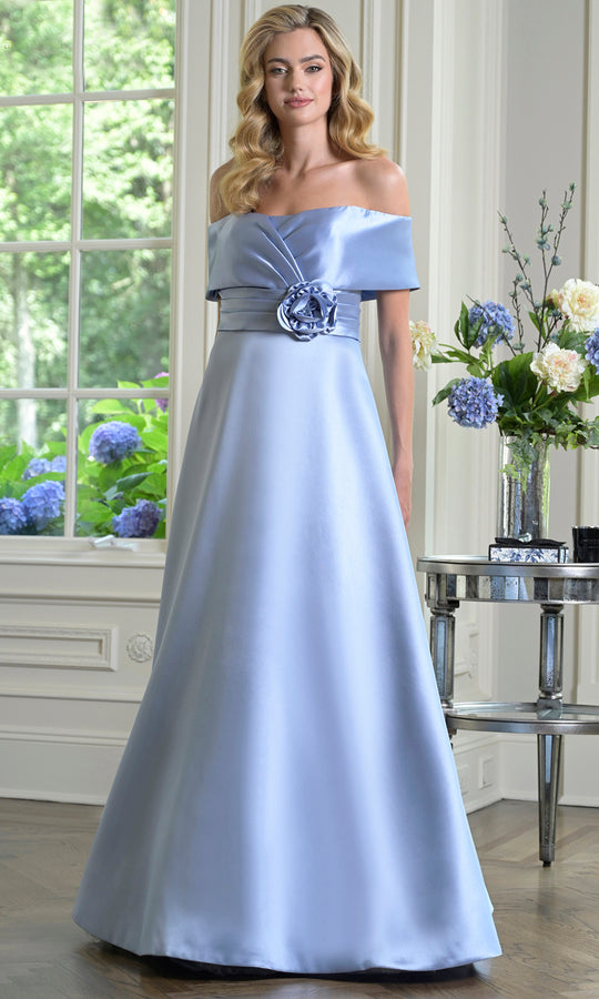 Rina di Montella RD3429-1 - Rosette Accent Off Shoulder Mikado Gown