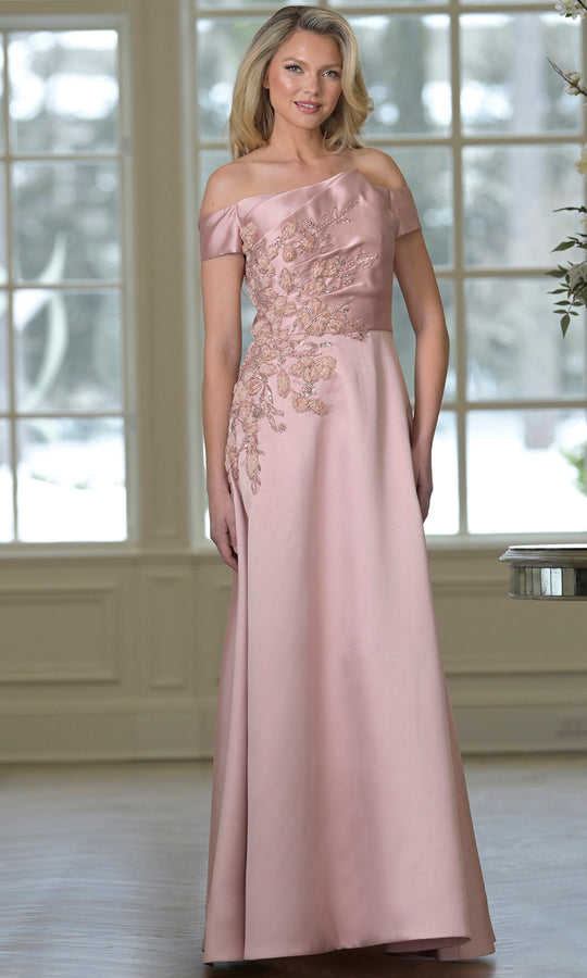 Rina Di Montella RD3501 - A-Line Beaded Floral Applique Dress