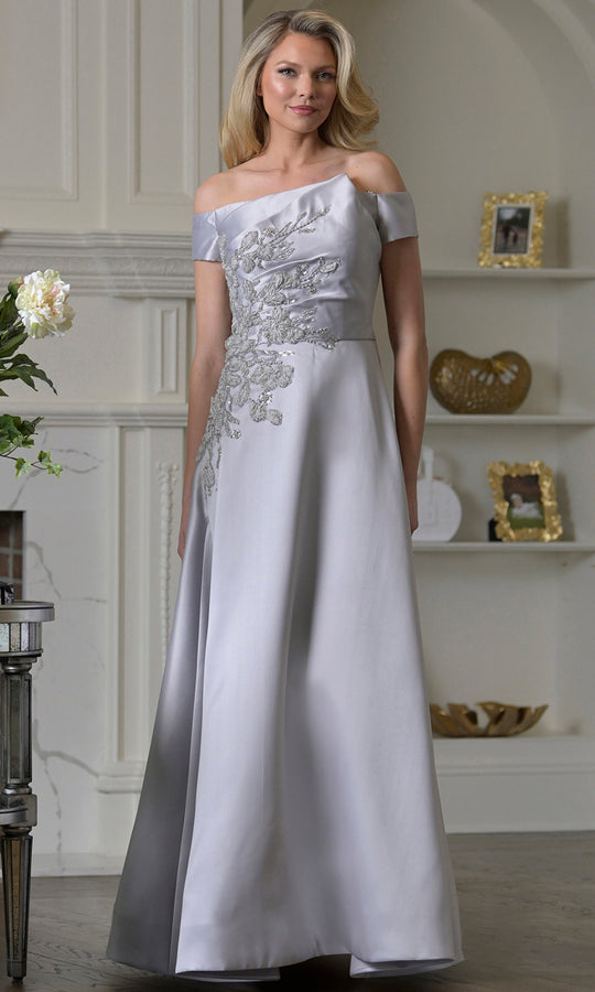 Rina Di Montella RD3501 - A-Line Beaded Floral Applique Dress