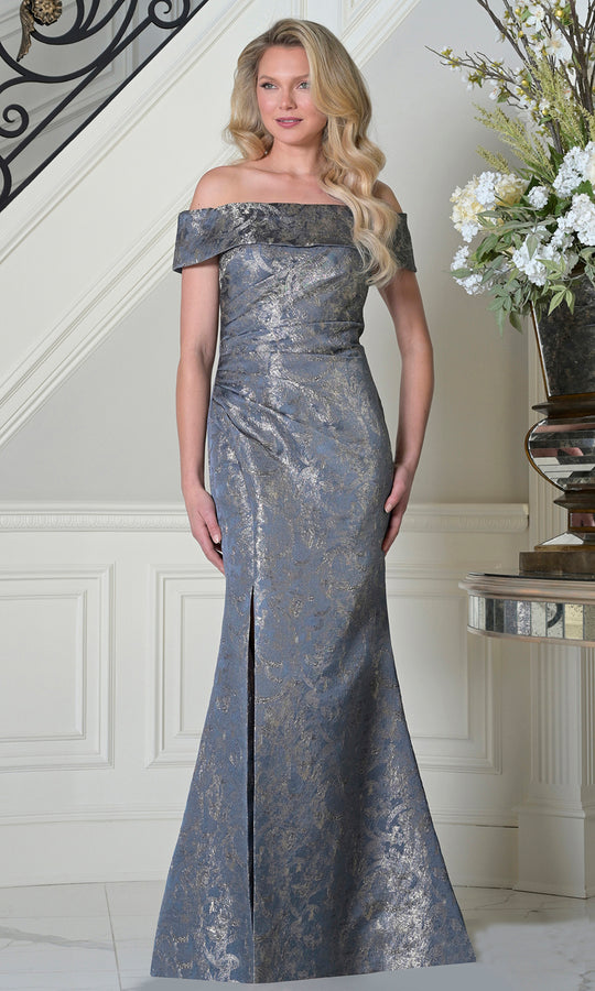 Rina Di Montella RD3511 - Straight Off Shoulder Long Dress with Slit