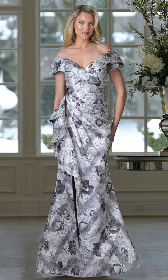 Rina Di Montella RD3518 - Mermaid Floral Long Dress with Side Drape