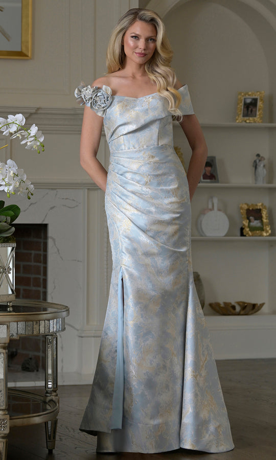 Rina Di Montella RD3522 - Jacquard Mermaid Dress with Floral Detail