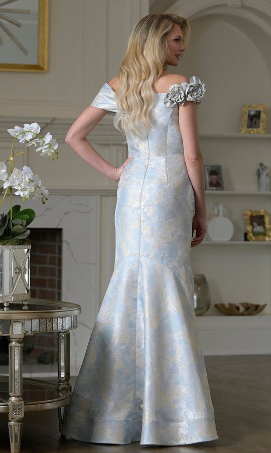 Rina Di Montella RD3522 - Jacquard Mermaid Dress with Floral Detail