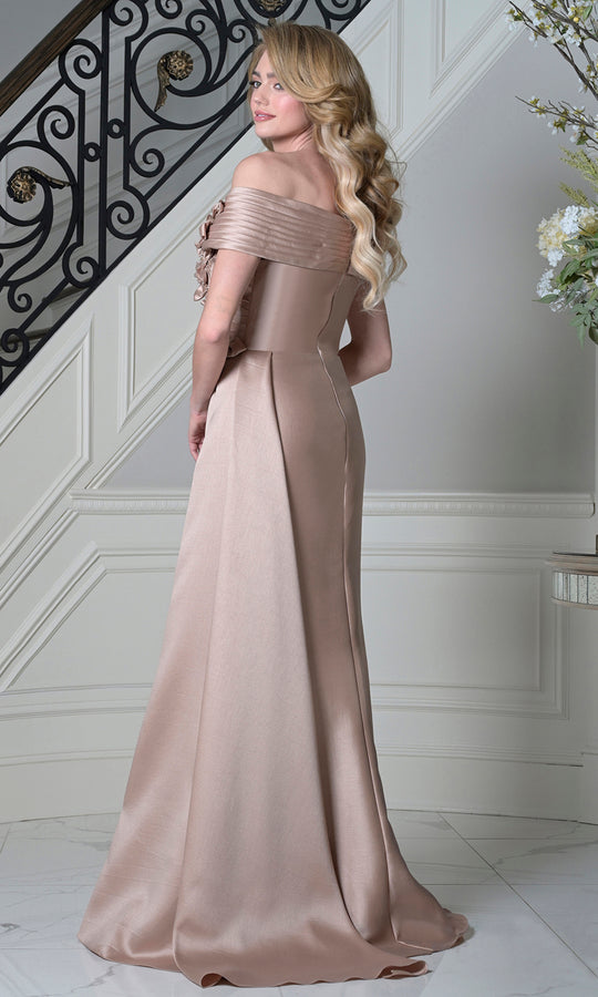 Rina Di Montella RD3528 - Pleated Fold-Over Neckline Sheath Dress