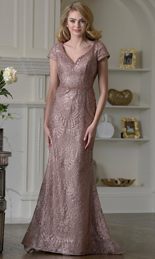 Rina Di Montella RD3532 - Beaded Embroidered Cap Sleeve Dress