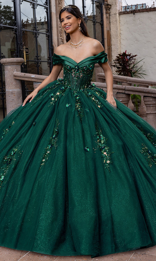 Rachel Allan RQ1170 - Off Shoulder Sequin Appliqued Ballgown