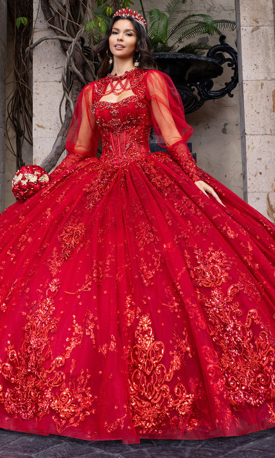 Rachel Allan RQ1172 - Embroidered Ballgown with Detachable Sleeves