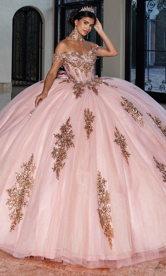 Rachel Allan RQ1183 - Beaded Off Shoulder Ball Gown