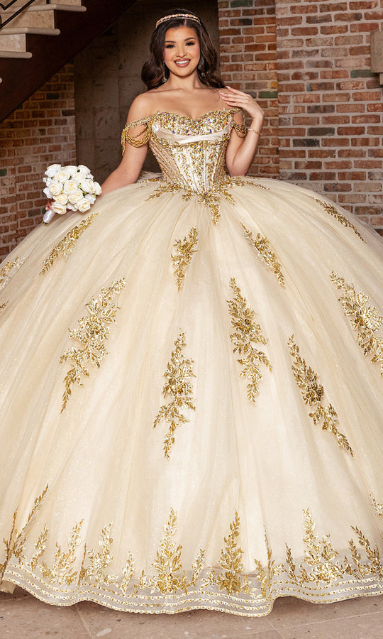Rachel Allan RQ1187 - Off Shoulder Embroidered Ball Gown