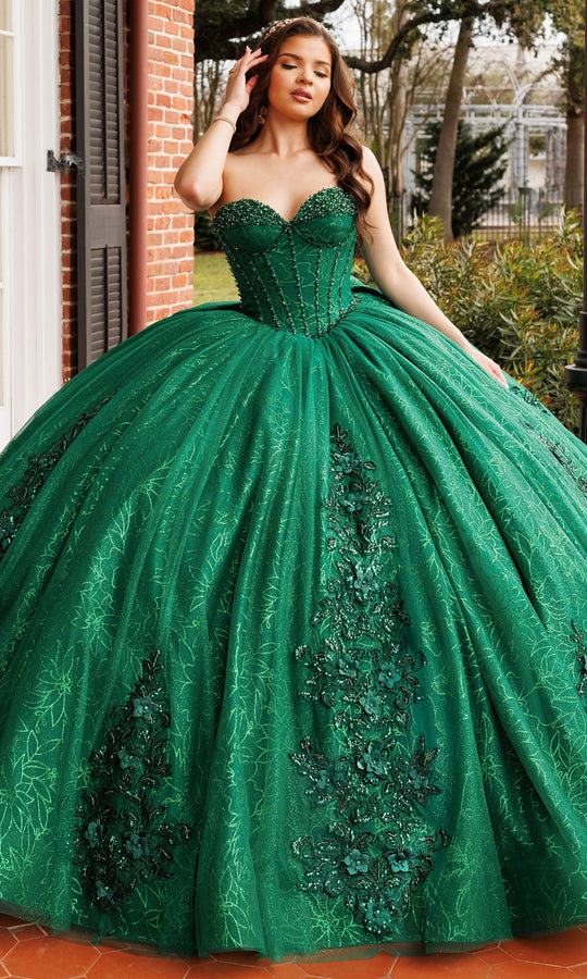Rachel Allan RQ1195 - Beaded Corset Sweetheart Floral Gown