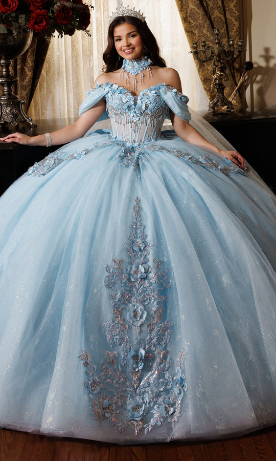 Rachel Allan RQ1196 - Floral Detail Lace-Up Back Ballgown