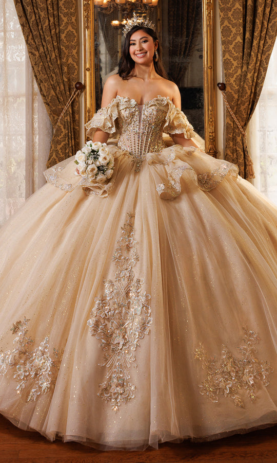 Rachel Allan RQ1198 - Embroidered Applique Sweetheart Gown