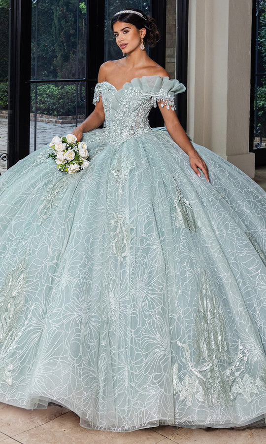 Rachel Allan RQ2246 - Off Shoulder Floral Ball Gown