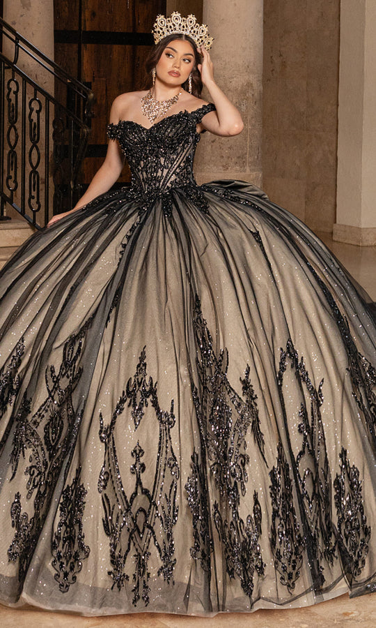 Rachel Allan RQ2247 - Gold Beaded Ball Gown