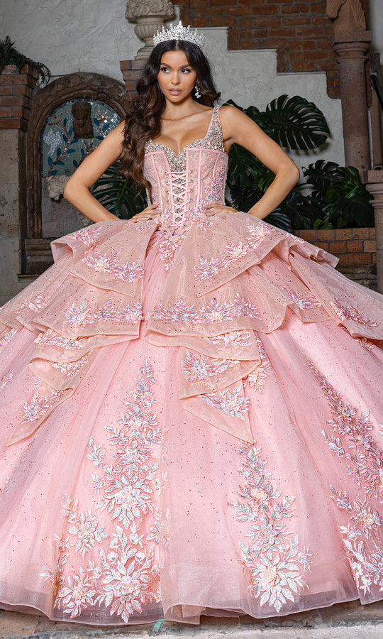 Rachel Allan RQ3158 - Tiered Glitter Embroidered Quince Gown