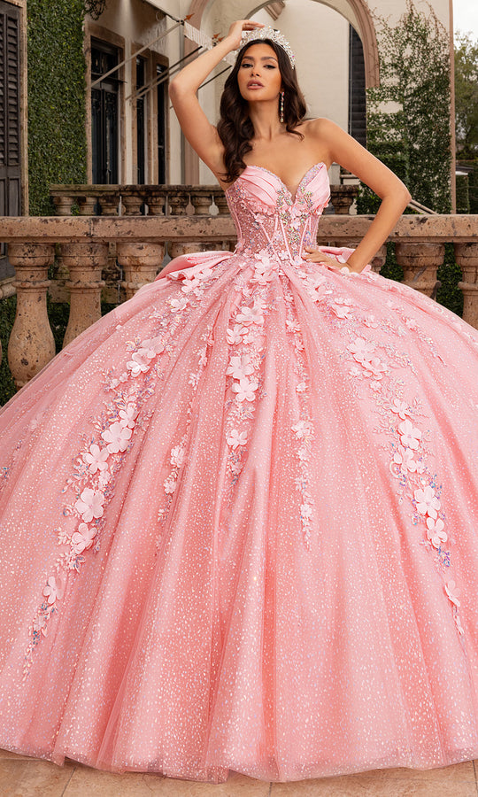 Rachel Allan RQ3162 - Sparkling 3D Floral Strapless Ballgown