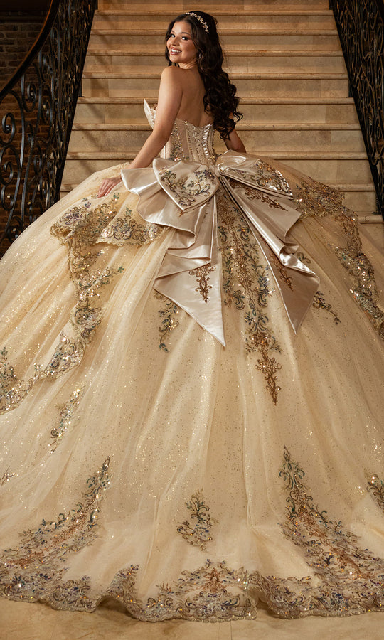 Rachel Allan RQ3172 - Beaded Corset Ball Gown with Bow