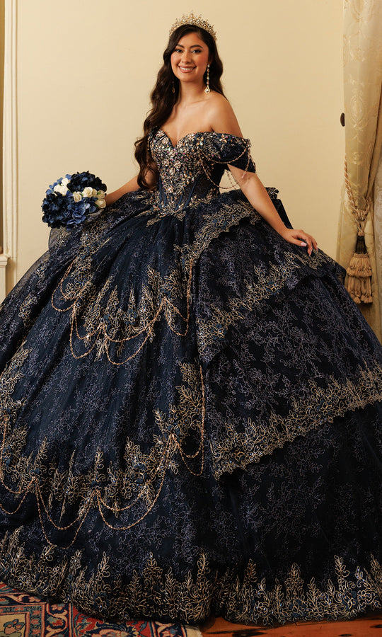 Rachel Allan RQ3188 - Fringe Accent Tiered Tulle Ballgown