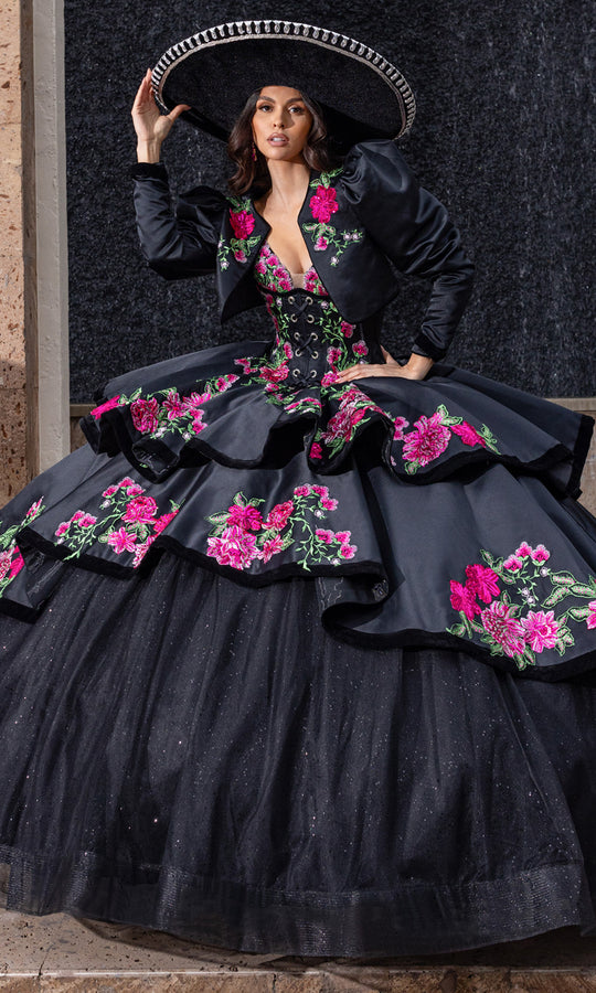 Rachel Allan RQ5016 - Sweetheart Charro Inspired Floral Ballgown