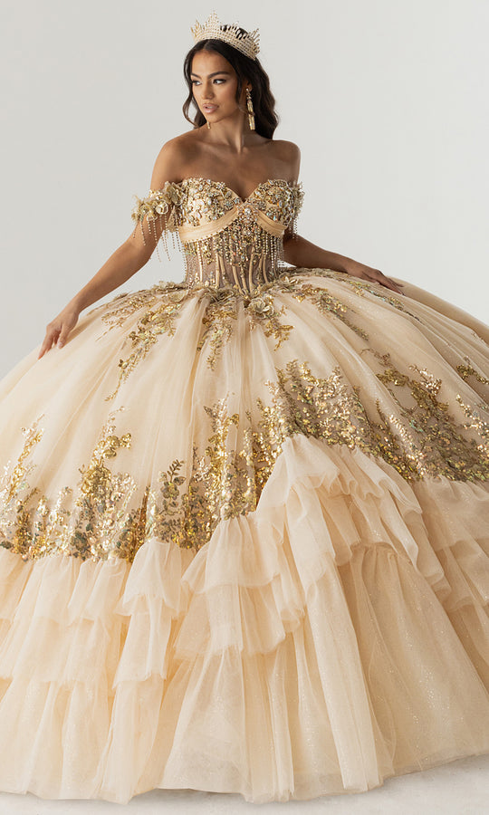 Rachel Allan RQ6012 - Beaded Floral Ball Gown