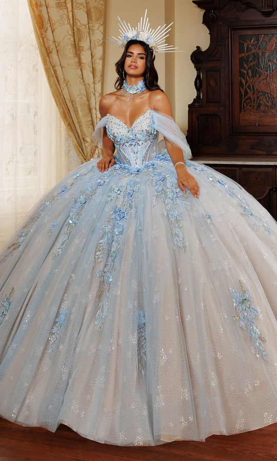 Rachel Allan RQ6023 - Floral Embroidered V-Neck Ballgown
