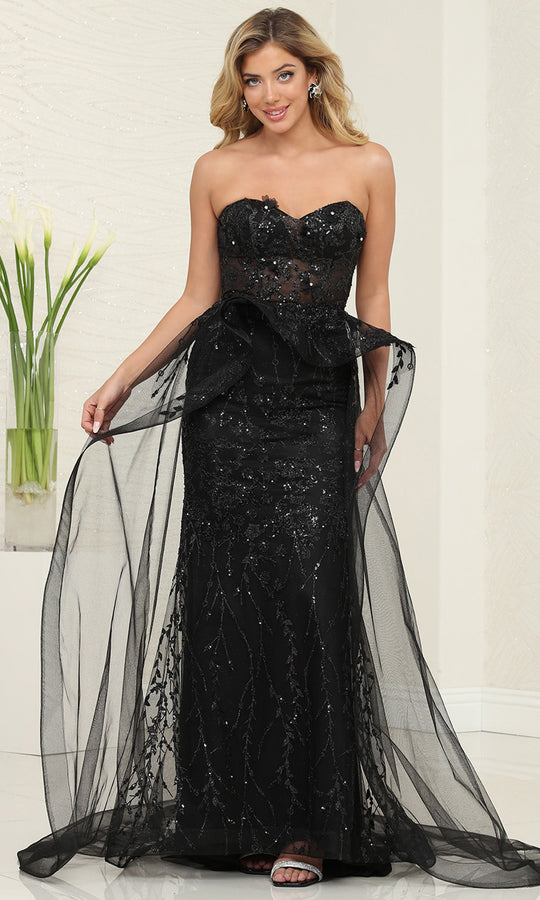 May Queen RQ8116 - Sweetheart Embellished Prom Gown with Overskirt